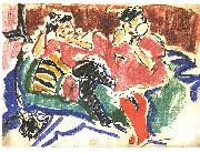 Ernst Ludwig Kirchner Two women at a couch oil on canvas